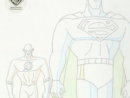 Superman the Animated Series Original Production Drawing: Superman and The Flash Hot on Sale