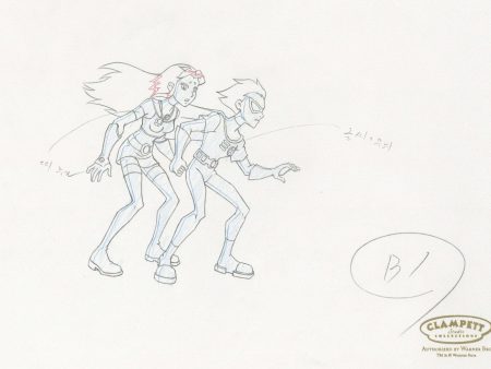 Teen Titans Original Production Drawing: Robin and Starfire Online Hot Sale