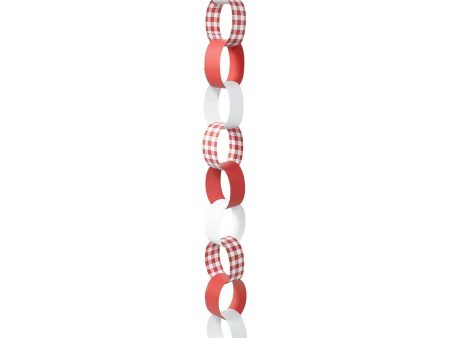 Picnic Party Red White Paper Chain Garland 13ft Discount