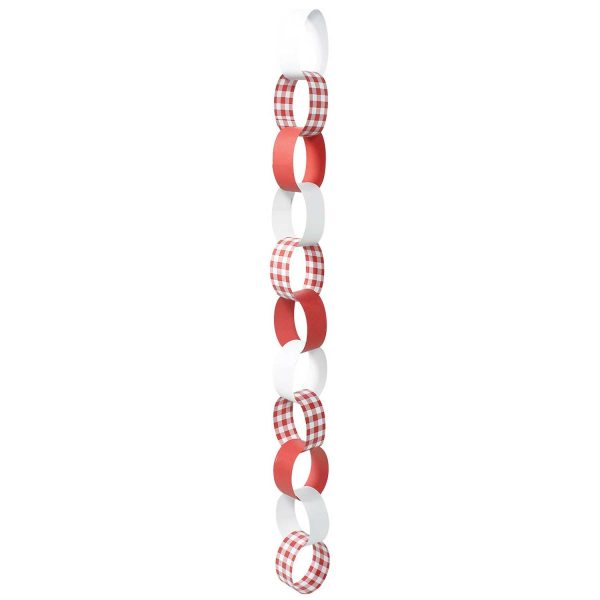 Picnic Party Red White Paper Chain Garland 13ft Discount