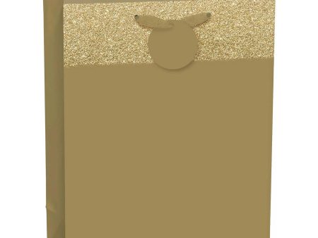 Gold Matte Large Glitter Paper Bag For Discount