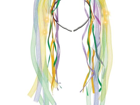 Mardi Gras Pigtail Light Up Mesh Headband For Sale