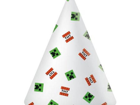 Minecraft Birthday Paper Cone Hats 6pcs For Cheap