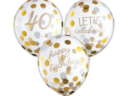 40th Golden Age Birthday Clear Latex Confetti Balloons Sale