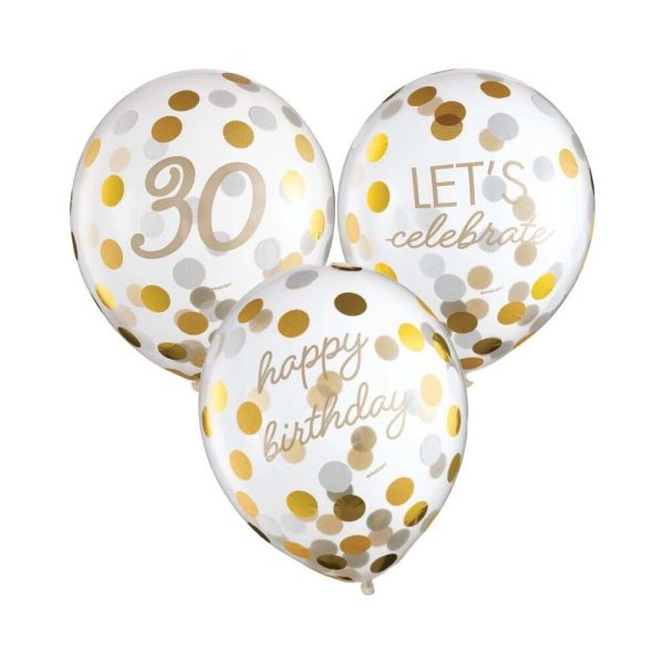 30th Golden Age Birthday Clear Latex Confetti Balloons For Discount