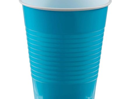 Caribbean Blue Plastic Cups 18oz 20pcs Supply