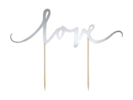 Silver Love Cake Topper 17cm on Sale