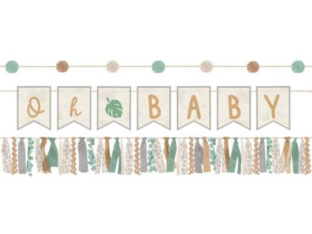 Baby Shower Soft Jungle Hello Baby Banner Kit, Pom Pom & Tassel Decorations 3pcs Discount