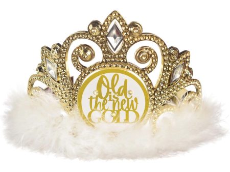 Over The Hill Golden Age Flashing Plastic and Marabou Tiara Online now