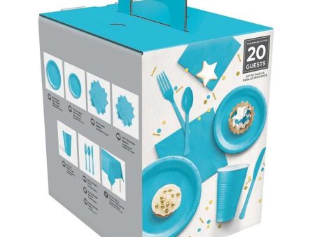 Caribbean Blue Boxed Tableware Kit 20 Guest Online now