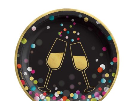 New Year Colorful Confetti Paper Plates 7in 20pcs For Sale