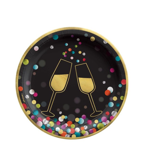 New Year Colorful Confetti Paper Plates 7in 20pcs For Sale